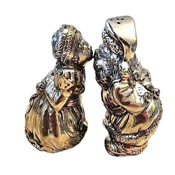 Kirk Steiff Other - Vintage Santa and Mrs Claus Kissing Salt Pepper Shakers Kirk Stieff Pewter 716